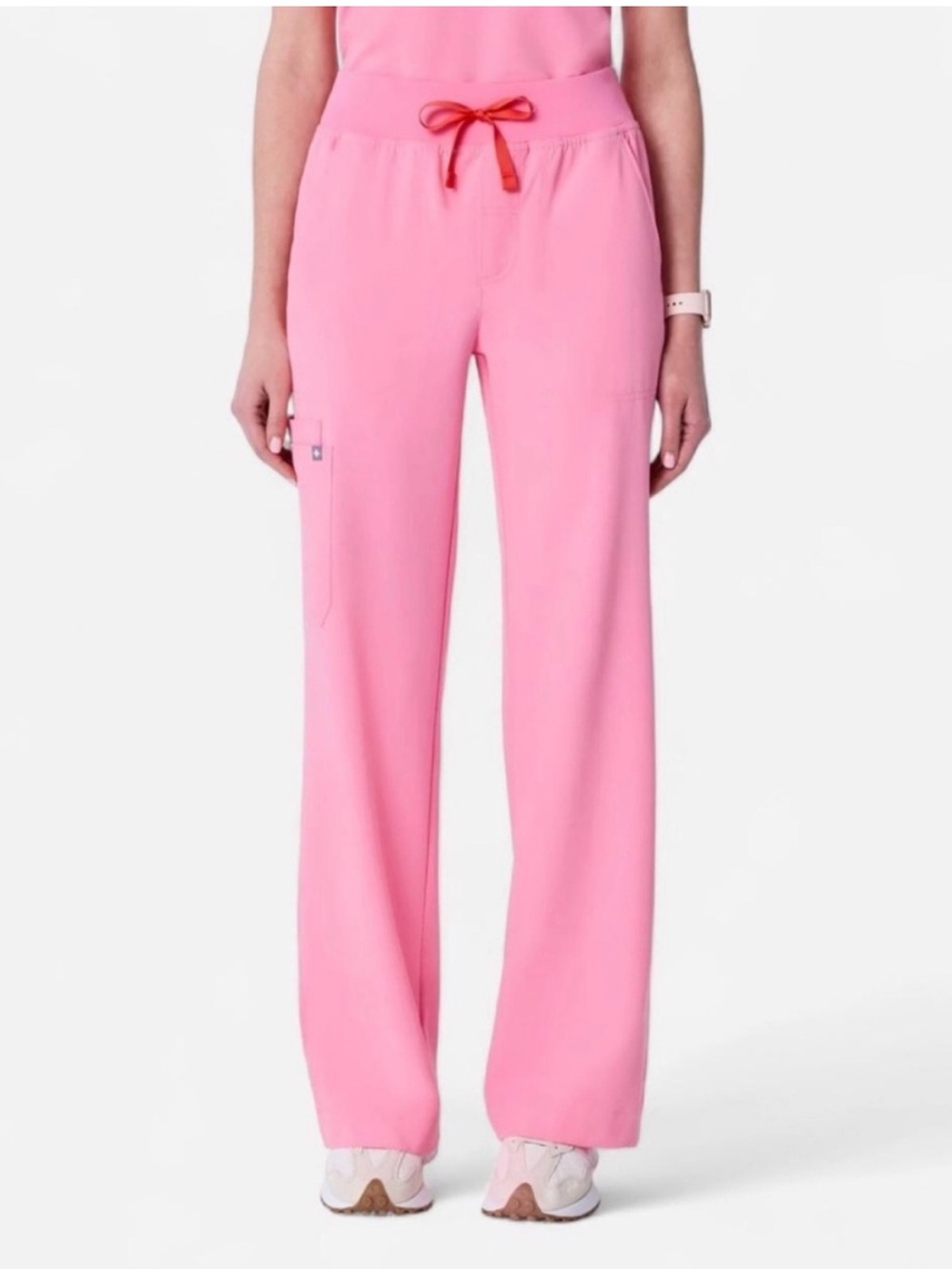 Figs Isabel Sunrise Pink high rise wide leg scrub pants size L regular NWT - Picture 1 of 3